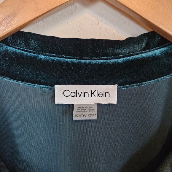 Calvin Klein Green Velvet Dress Waist Knot Plus Size 20W Holiday Party Office - Picture 8 of 10
